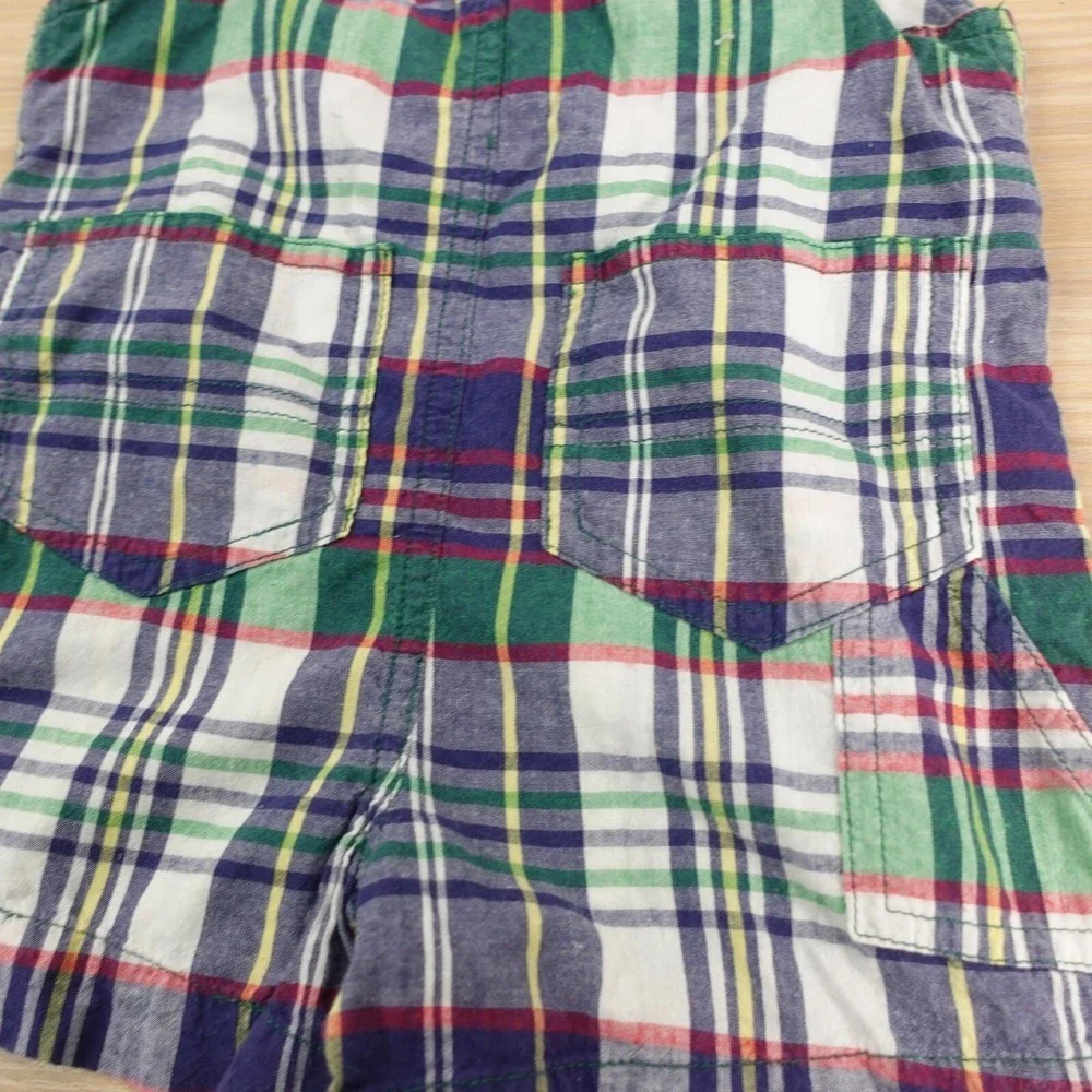 Ralph Lauren Overalls Baby 9M Blue Plaid Red Patchwork Madras Western‎ Summer